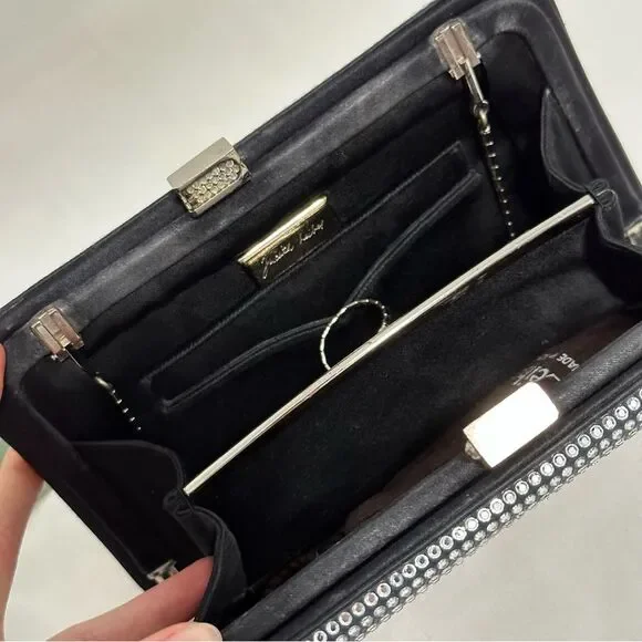 Judith Leiber Swarovski Crystal Evening Bag Clutch with Chain Mirror Comb Glam - Picture 11 of 16